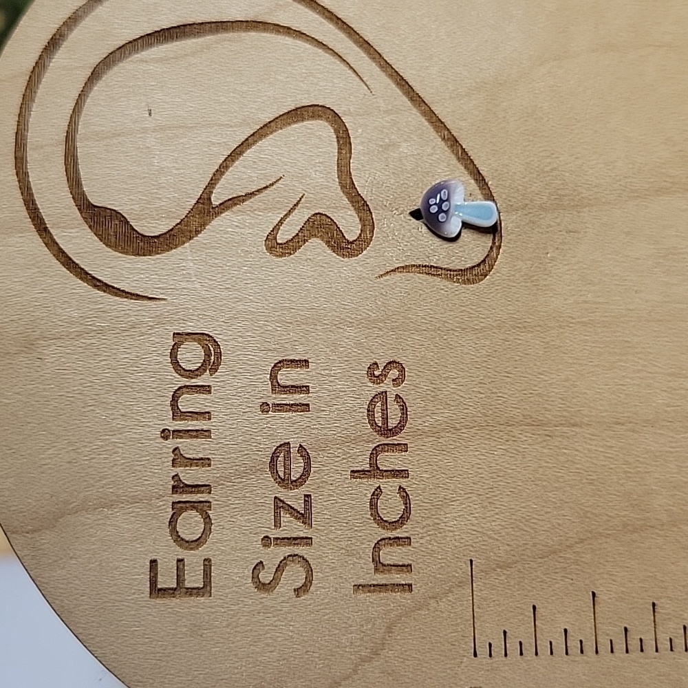 š„LAST PAIRš„ Tiny Ceramic Mushroom Stud Earrings, violet - Picture 2 of 5